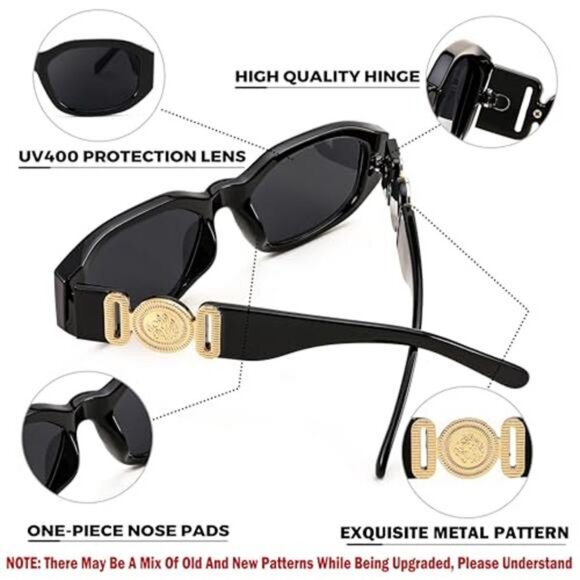 Retro Trendy Rectangle Sunglasses Women Men Vintage 90s Small Narrow